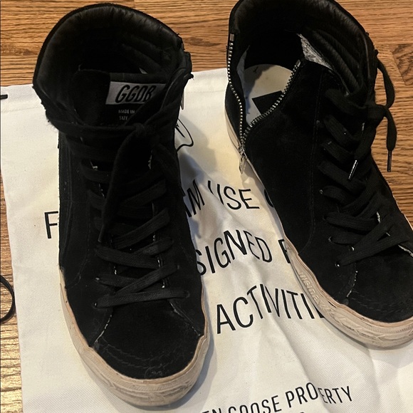 Golden Goose - Black High-Top Sneakers with Side Zipper - Suede - size 37 - Picture 2 of 6